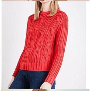 Maje Red Mist Cable Knit Sweater Sz 2/M Boxy Holidays $395 New with tags Preppy